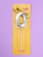 Свеча в торт на шпажке «Грань», цифра 0, серебро, 5 см (комплект 4 шт) - фото 44059277