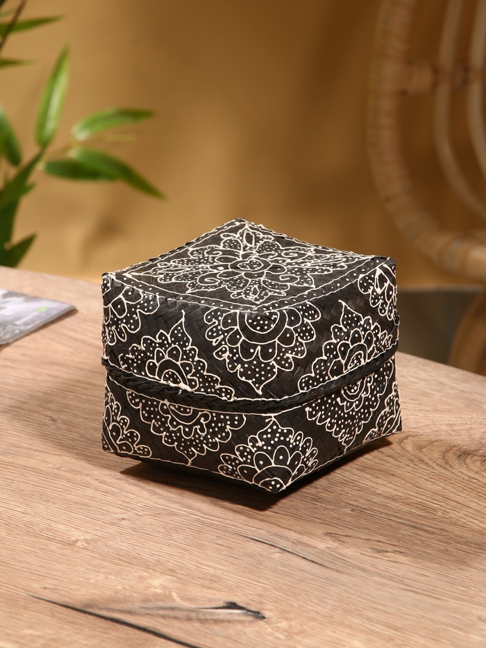 Корзинка плетёная «Бонтанг», 16×16×12 см, бамбук, тёмная - Фото 1