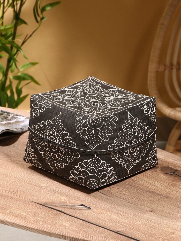 Корзинка плетёная «Бонтанг», 24×24×15 см, бамбук, тёмная - Фото 1