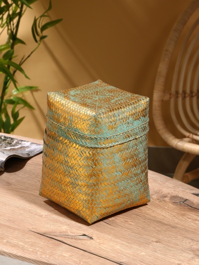 Корзинка плетёная «Голден», 20×20×26 см, голубая