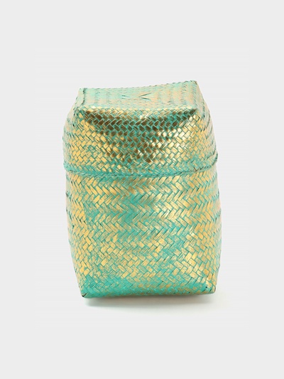 Корзинка плетёная «Голден», 20×20×26 см, голубая