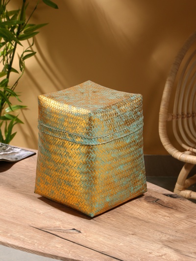 Корзинка плетёная «Голден», 25×25×30 см, голубая