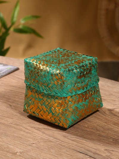 Корзинка плетёная «Голден мини», 12×12×10 см, голубая