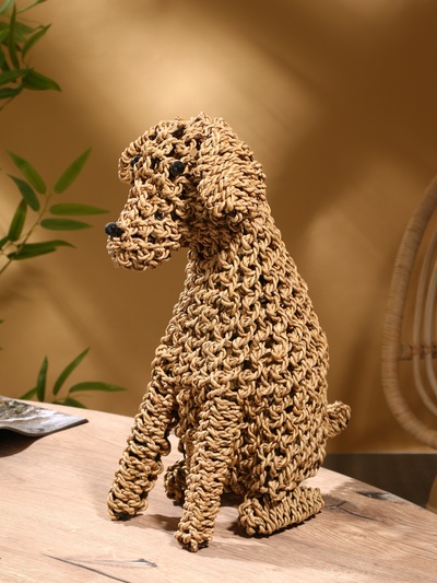 Сувенир плетёный «Собака», 45×28×46х см, сиграсс, светлый