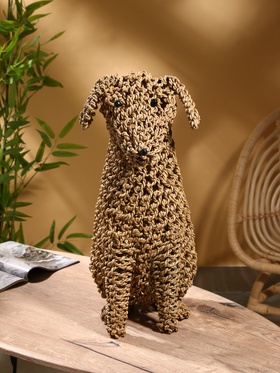 Сувенир плетёный «Собака», 50×28×55 см, сиграсс, светлый