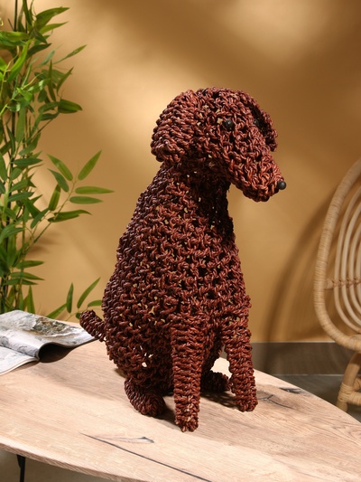 Сувенир плетёный «Собака», 50×28×55 см, сиграсс, тёмный