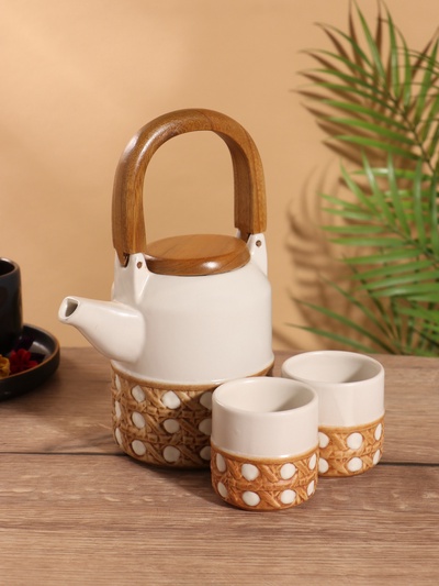 Набор для чаепития «Стиль», чайник, 2 стакана, керамика