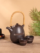 Набор для чаепития «Рахмат», чайник, 2 стакана, керамика, чёрный - Фото 3