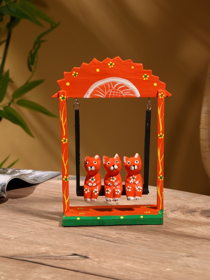 Сувенир интерьерный «Кошки на качелях», 19×24 см, дерево