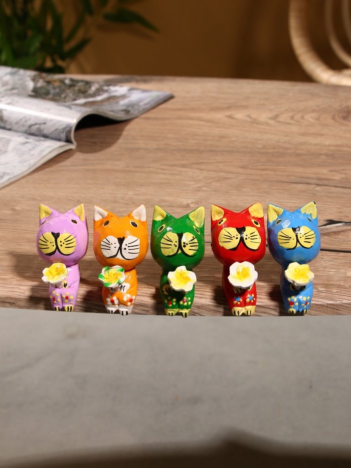 Сувенир интерьерный «Кошечки», набор 5 шт., дерево