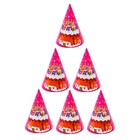 Бумажные колпаки "С днём рождения! Тортик", набор 6 шт., 16 см - Фото 2