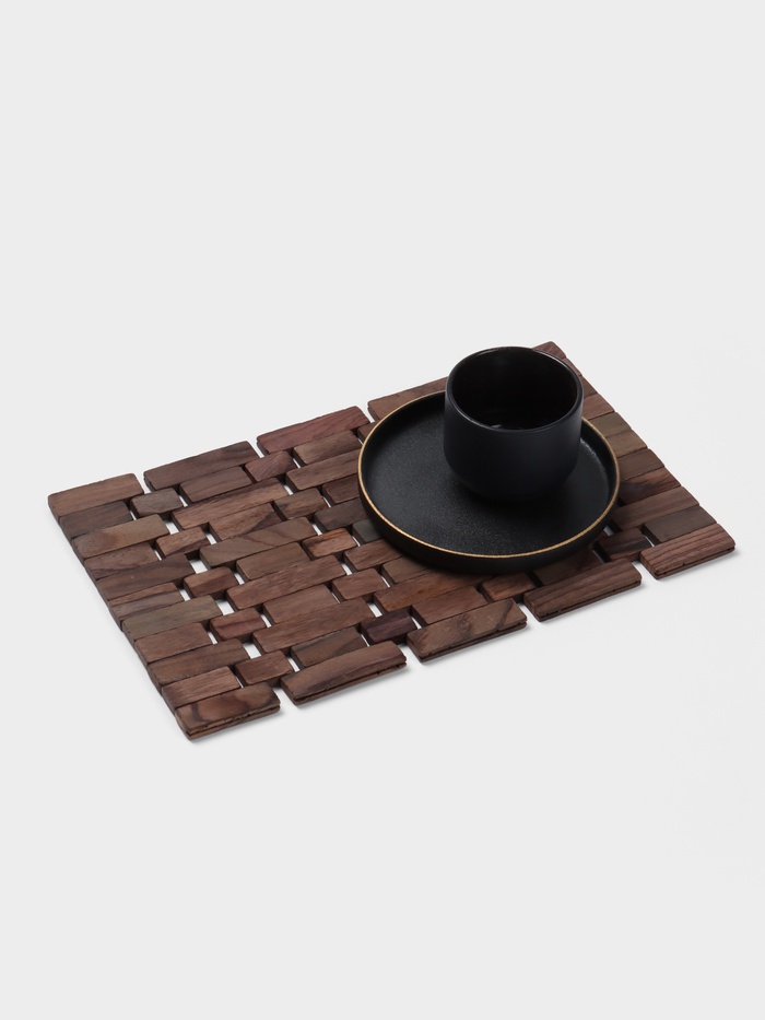 Коврик из тикового дерева, 30×20×0.7 см - Фото 1