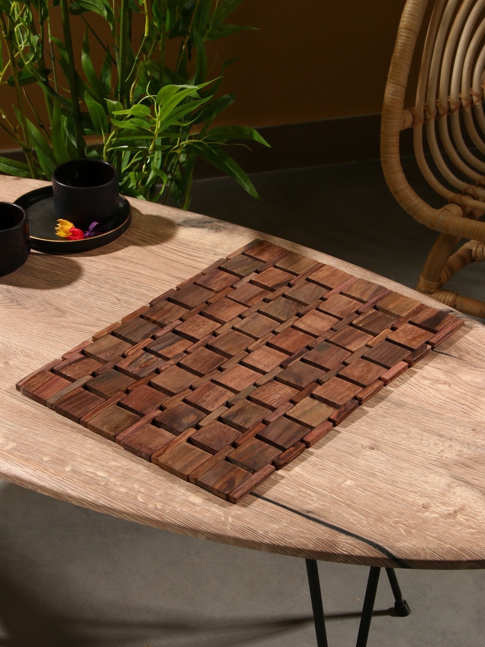 Коврик из тикового дерева, 40×30×0.7 см - Фото 1