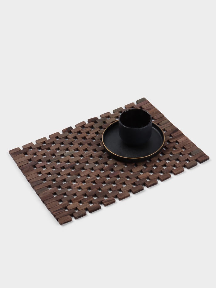 Коврик из тикового дерева, 40×30×0.7 см - Фото 1