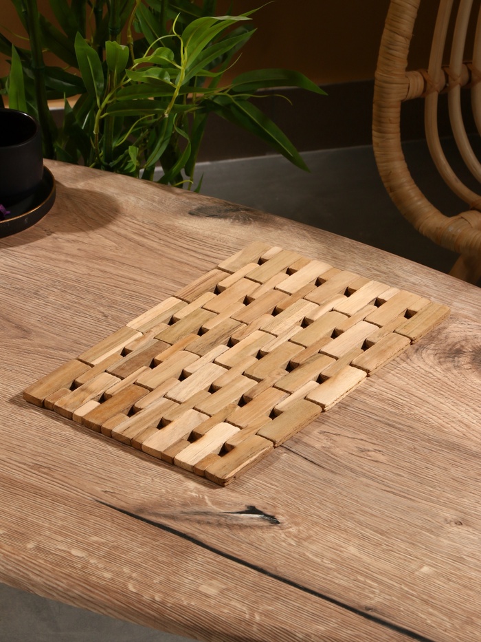 Коврик из тикового дерева, 30×20×0.7 см - Фото 1
