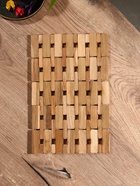 Коврик из тикового дерева, 30×20×0.7 см - Фото 3