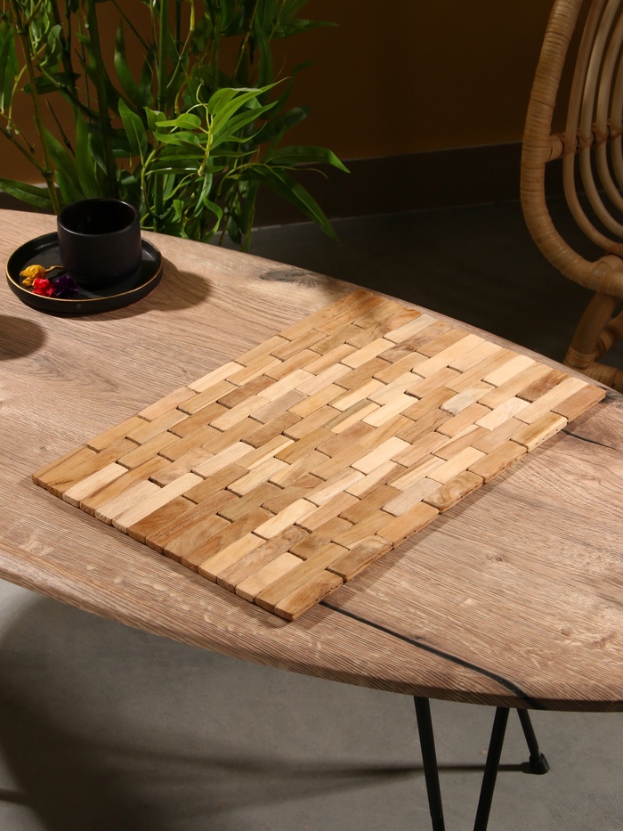 Коврик из тикового дерева, 40×30×0.7 см - Фото 1