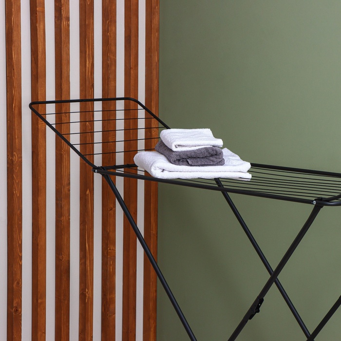 УЦЕНКА Сушилка для белья, напольная, складная, 18 м, высота от пола 95 см, чёрная - Фото 1