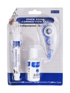 УЦЕНКА Корректор-лента Zhen Xuan 6 м × 5 мм, с корректором 18 мл, с корректирующим карандашом 7 мл, металлический наконечник, на основе растворителя 10876401
