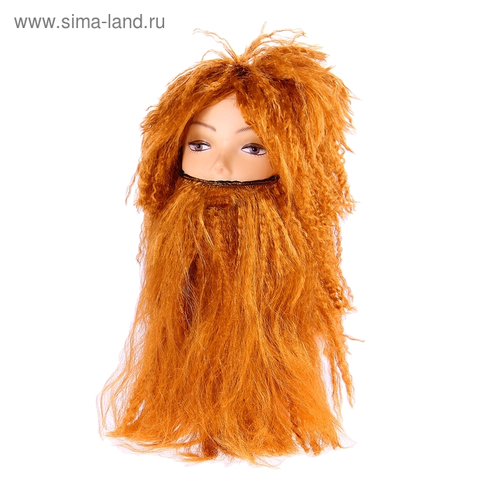 Карнавальный парик "Неандерталец", 2 предмета: борода и парик - Фото 1