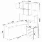 Стол компьютерный №1, левый, 1280×2000×1450 мм, цвет дуб вотан/белый - Фото 4