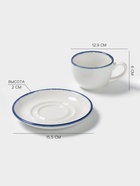 Чайная пара Magistro Blue Lagoon, 2 предмета: чашка 220 мл, блюдце d=15.5 см, фарфор, белая - Фото 4