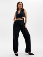 Брюки женские с защипами MINAKU: Modern classic, тёмно-синие, размер 48 - Фото 2