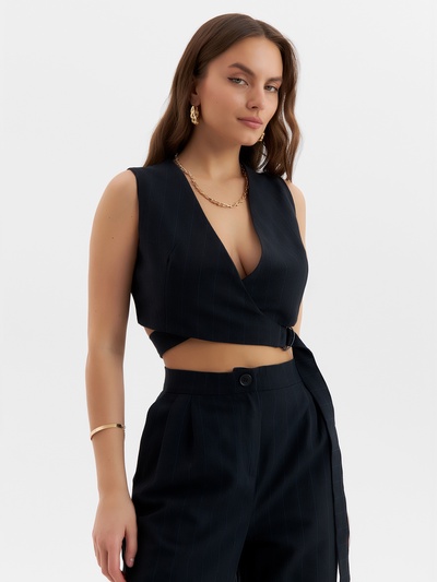 Жилет женский MINAKU: Modern classic, тёмно-синий, размер 44