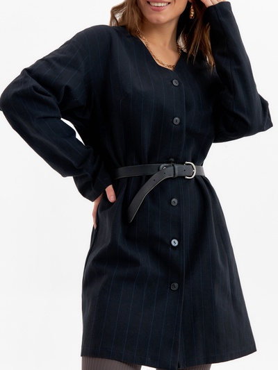 Платье оверсайз миди женское MINAKU: Modern classic, темно-синее, размер 46