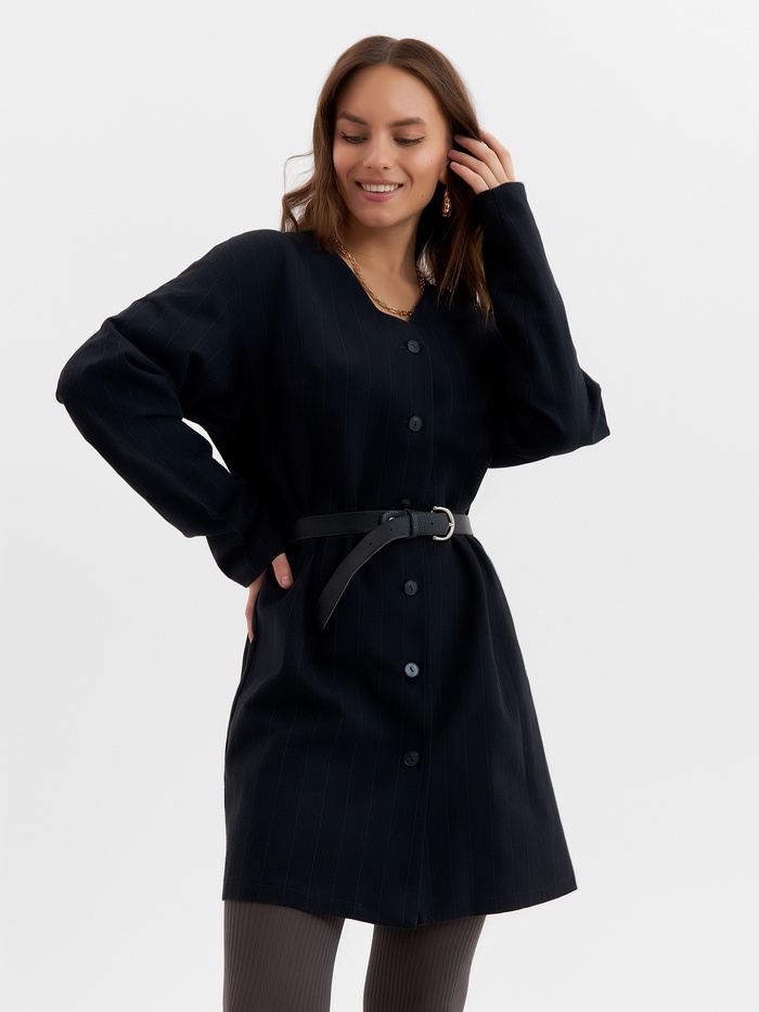 Платье оверсайз миди женское MINAKU: Modern classic, темно-синее, размер 46 - Фото 1