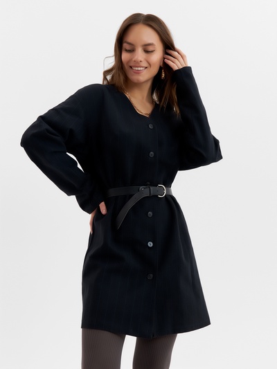 Платье оверсайз женское MINAKU: Modern classic, темно-синее, размер 50