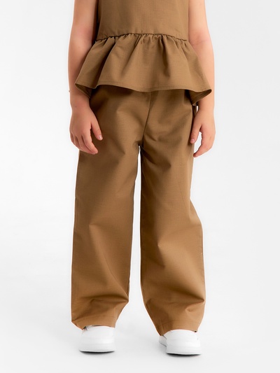 Брюки для девочки, MINAKU, коричневые, рост 128 см