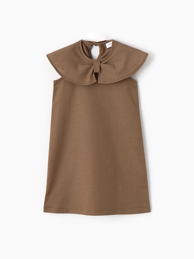 Платье для девочки, MINAKU: linen summer, коричневое, рост 98-104 см