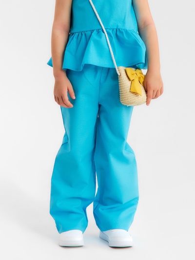 Брюки для девочки, MINAKU, голубые, рост 128 см