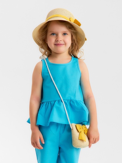 Блузка для девочки, MINAKU, голубая, рост 110 см