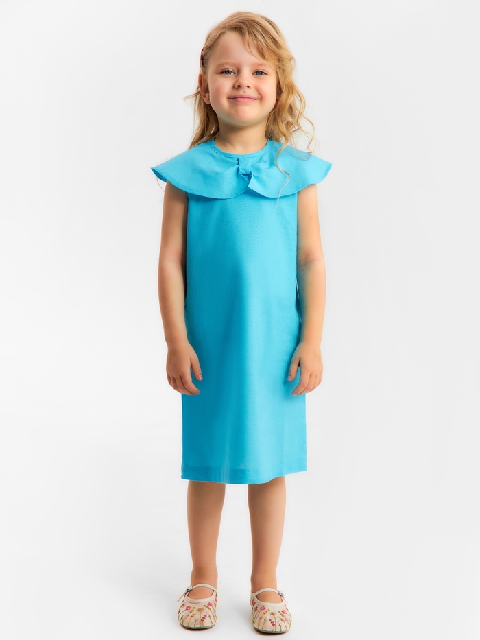 Платье для девочки, MINAKU: linen summer, голубое, рост 98-104 см - Фото 1