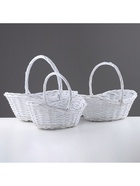 УЦЕНКА Набор корзин, 3 шт, 50x37xH16/40 см, 41x31x13/34 см, 34x24x12/29 см, белый, лоза - фото 14792757