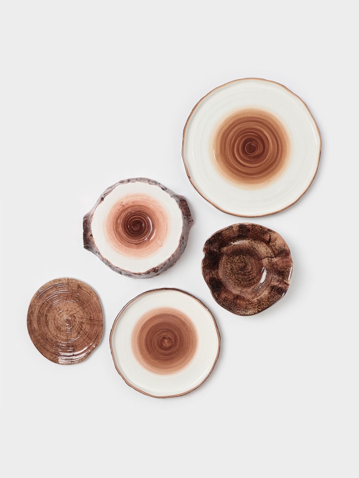 Тарелка Magistro Wood, d=25.3 см, фарфор, коричневая - фото 115589574