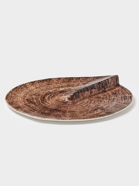Блюдо для подачи Magistro Wood, 27.8×27.5×3 см, фарфор, коричневый