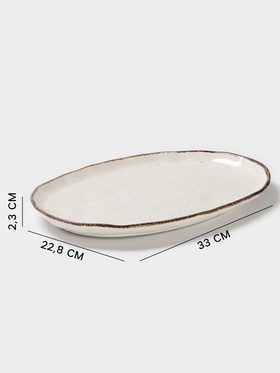 Блюдо сервировочное Magistro Alpine Frost, 33×22.8×2.5 см, овальное, фарфор, белое