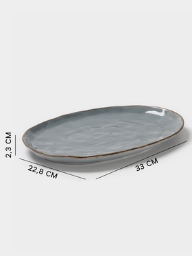 Блюдо сервировочное Magistro Alpine Frost, 33×22.8×2.5 см, овальное, фарфор, синее