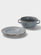 Бульонница с блюдцем Magistro Alpine Frost, 250 мл, фарфор, голубовато-серый - Фото 4