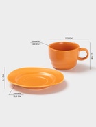 Чайная пара Magistro Potter, 2 предмета: чашка 250 мл, блюдце d=15.3 см, фарфор, оранжевая - Фото 2