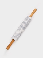 Скалка Magistro, 46×6×5 см, раб. часть 24.8 см, мрамор, ручки из бука, белая - Фото 5