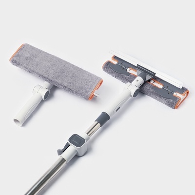 Оконная швабра с креплением на зажимах 28×8 см, длина 103-145 см, 2 насадки, 45+180 поворот