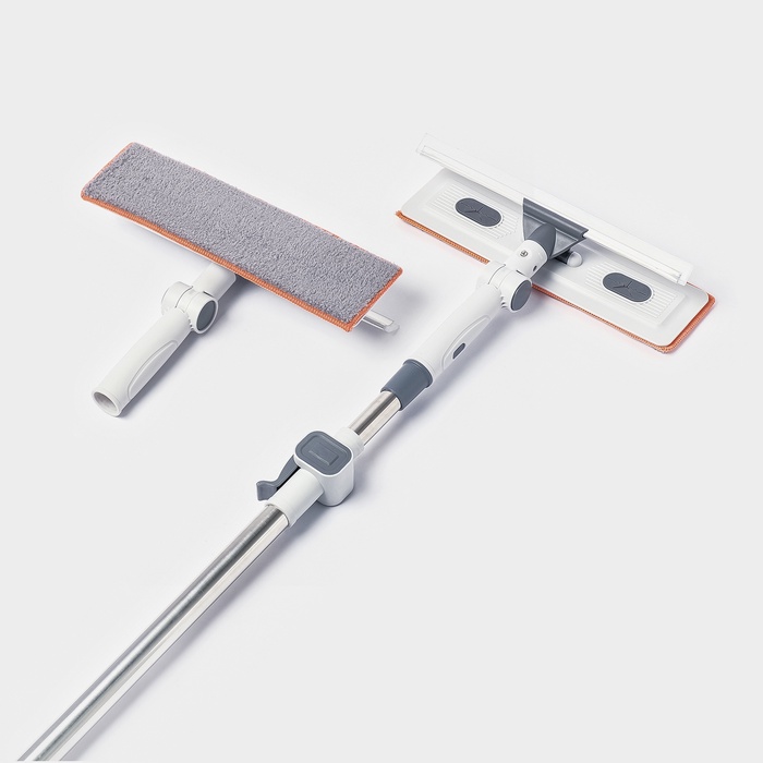 Оконная швабра с креплением на липучке 30×8 см, длина 103-145 см, 2 насадки, 45+180 поворот - Фото 1