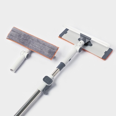 Оконная швабра с креплением на карманы 30×8 см, длина 103-145 см, 2 насадки, 45+180 поворот