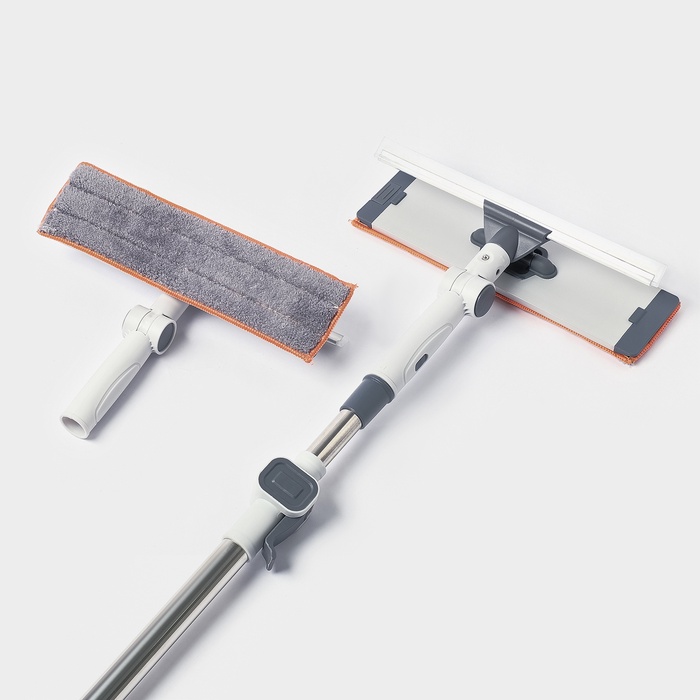 Оконная швабра с креплением на карманы 30×8 см, длина 103-145 см, 2 насадки, 45+180 поворот - Фото 1