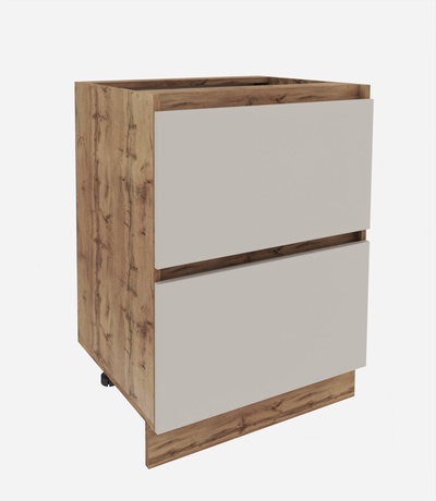 Шкаф напольный «Ника», с 2 ящиками, 600×477×816 мм, цвет бежевый софт МДФ/дуб вотан