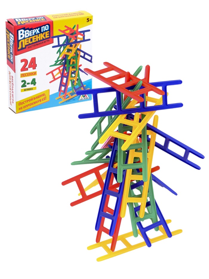 Настольная игра для детей на баланс «Вверх по лесенке», 24 лестницы, 2-4 игрока, 5+ - Фото 1